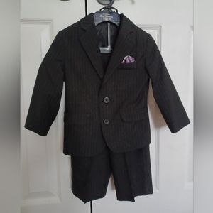 Boys 2 piece charcoal gray pinstripe suit